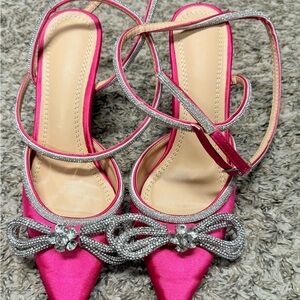 New Elegant Pink and Silver Women's Heels